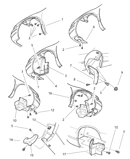 1997 Chrysler Sebring Splash Shield Diagram for 5256837