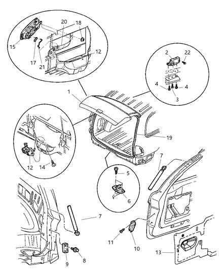 2002 Dodge Durango Lock, Rear Diagram for 55256899AC