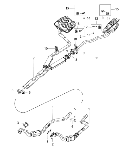 2016 Dodge Challenger Pipe And Converter Front Diagram for 68276677AA