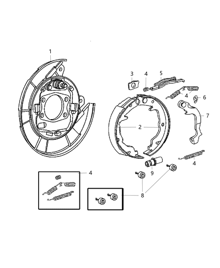 2008 Dodge Avenger Park Brake Assembly, Rear Disc Diagram