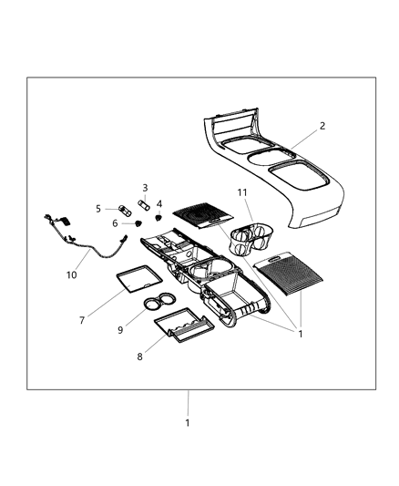 2011 Dodge Grand Caravan Floor Console Front Diagram 4 - Thumbnail