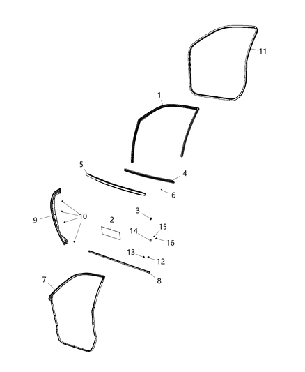 2020 Dodge Charger Weatherstrips - Front Door Diagram