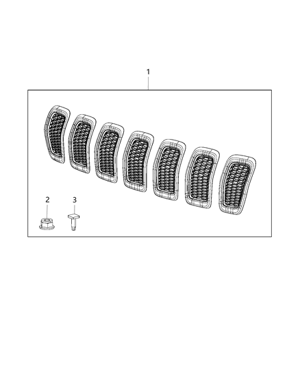 2021 Jeep Cherokee Grille Assembly, Black, Front Upper Diagram for 6AZ88DX8AB