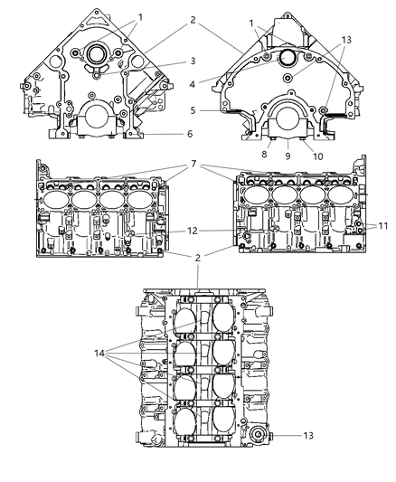 2011 Ram 3500 Cab Chassis Engine Cylinder Block And Hardware Diagram 1 - Thumbnail