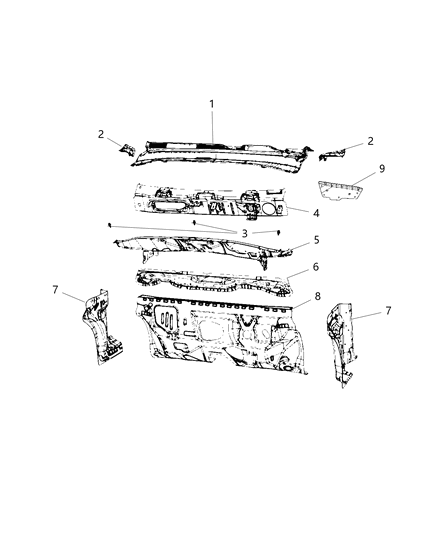 2020 Jeep Compass Panel Cowl Plenum Lower Diagram for 68455834AA