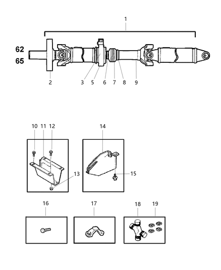 1998 Dodge Ram 2500 Regular Cab Propeller Shaft - Rear Diagram 3 - Thumbnail