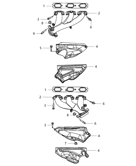 2008 Dodge Magnum Exhaust Manifolds & Heat Shields Diagram 2 - Thumbnail