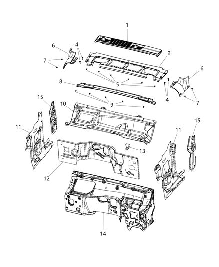 2020 Jeep Gladiator Panel Plenum Diagram for 68298671AB