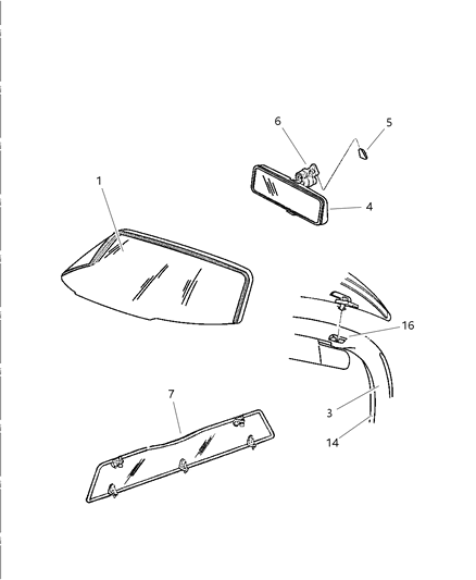 1999 Dodge Viper Glass - Windshield Frame & Mirror Diagram 2 - Thumbnail
