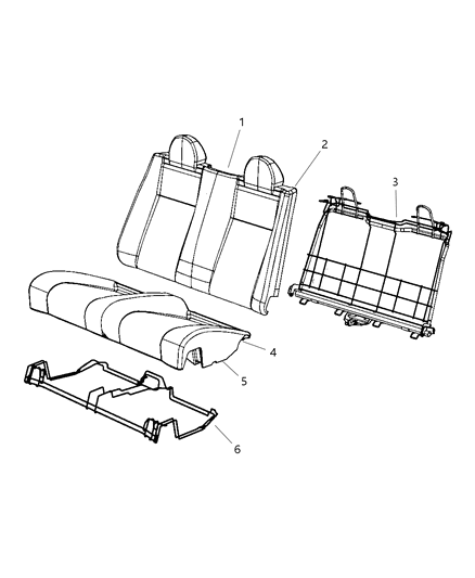 2007 Chrysler Sebring Cushion Cover, Slate Gray, Rear Diagram for 1HL741D5AA