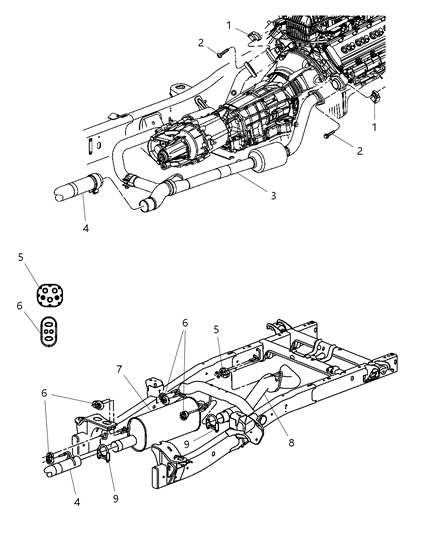 2008 Dodge Ram 1500 Tail Pipe Diagram for 55366127AE