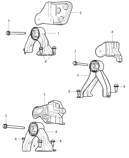 2008 Jeep Compass Mount Bracket Diagram for 5105409AE