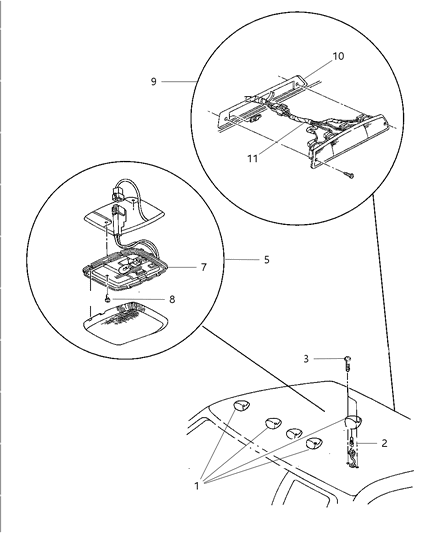 1998 Dodge Ram 3500 Regular Cab Lamps - Dome-Courtesy-Reading Diagram