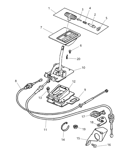 2000 Jeep Wrangler Gearshift Controls of Automatic Transmission Diagram 1 - Thumbnail