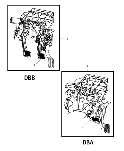 2012 Ram 2500 Pedal Assembly Adjustable Brake, Clutch And Accelerator Diagram for 68055416AB