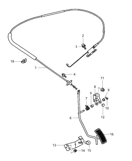 2005 Chrysler Sebring Coupe Throttle Controls & Pedal Diagram
