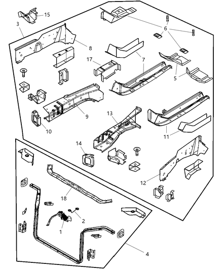 2007 Chrysler Pacifica Dash Reinforcement, Front Diagram for 4719560AB