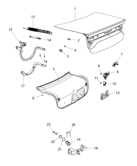 2018 Dodge Charger Latch Deck Lid Diagram for 5056268AF