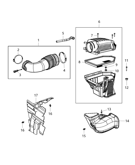 2020 Dodge Charger Air Hose Diagram for 68413345AB
