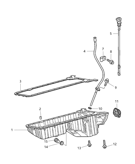 2008 Chrysler PT Cruiser Engine Oil Pan & Engine Oil Level Indicator & Related Parts Diagram 1 - Thumbnail