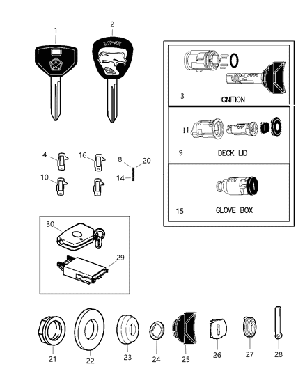 1997 Dodge Viper Ignition Switch Diagram for 4897986AA