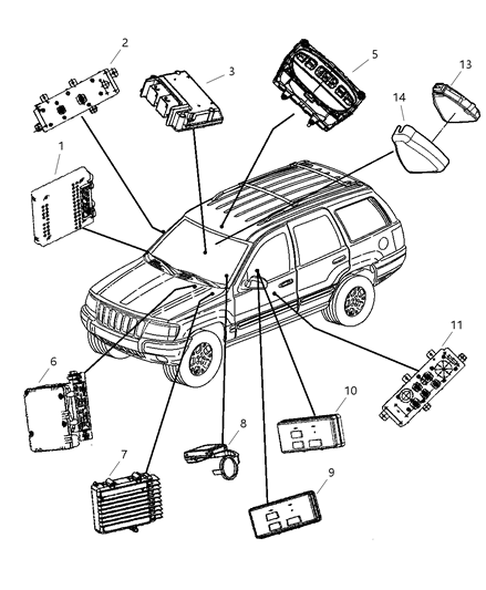 2003 Jeep Grand Cherokee Switch Door Module Keyless Entry, W/Passenger Door Switch Diagram for 5HB62DX9AC