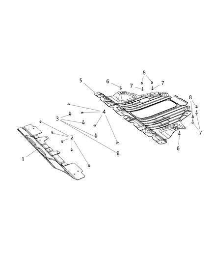 2019 Jeep Compass Underbody Shields of Body - Sheet Metal Except Doors Diagram