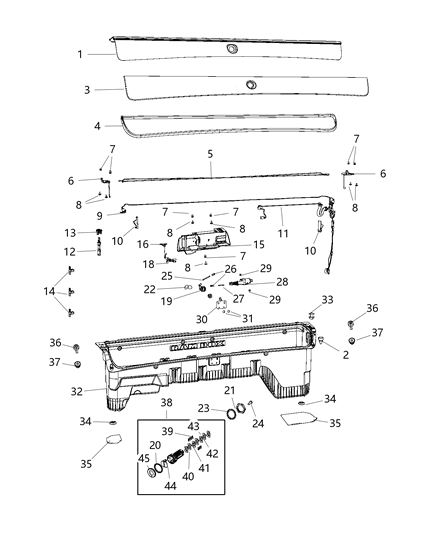 2018 Ram 1500 Rivet Latch Attach Diagram for 68206095AA