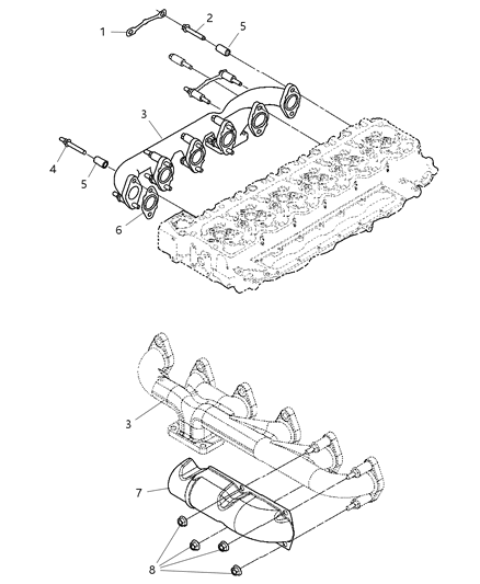 2008 Dodge Ram 3500 Pickup Exhaust Manifold & Heat Shield Diagram 2 - Thumbnail