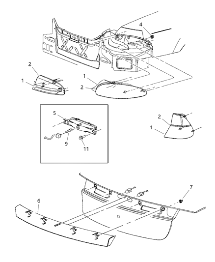 2000 Chrysler 300M Lamp Tail Stop Turn Diagram for 4780053AI