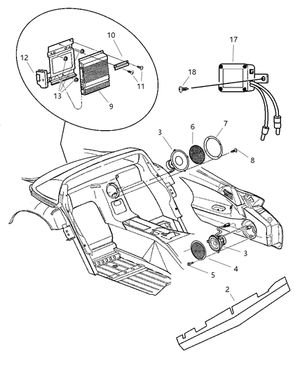 2002 Dodge Viper Antenna - Speakers Diagram