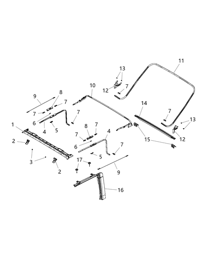 2015 Jeep Wrangler Soft Top Attaching Parts Diagram 1 - Thumbnail