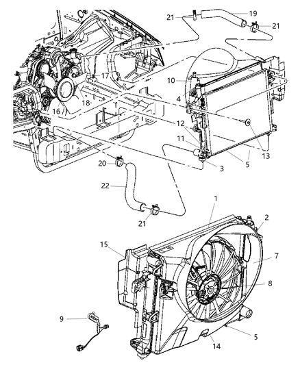 2006 Jeep Grand Cherokee Radiator & Related Parts Diagram 1 - Thumbnail