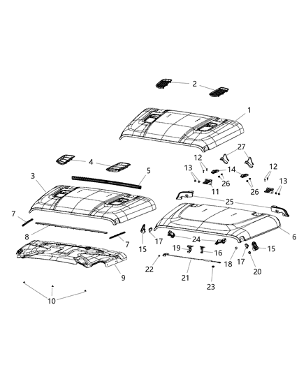 2020 Jeep Wrangler Pop-Up Spring, Front Diagram for 68358368AB