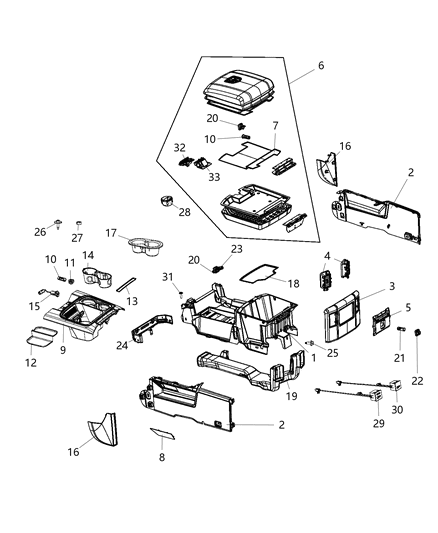 2016 Ram 3500 Pickup Floor Console Diagram 2 - Thumbnail