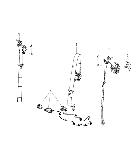 2020 Jeep Cherokee Seat Belts, Second Row Diagram 2 - Thumbnail