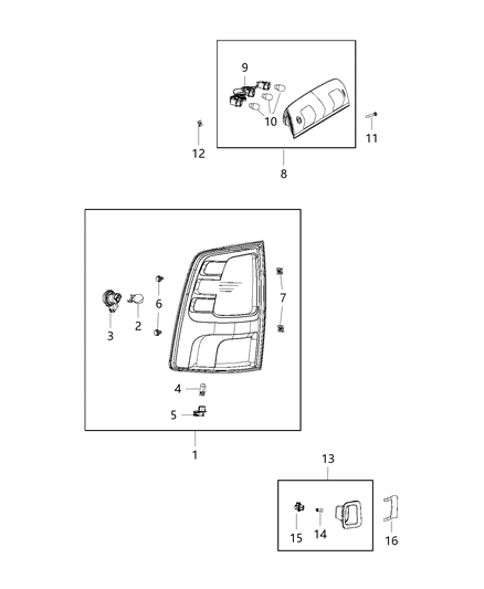 2014 Ram 1500 Lamp Tail Stop Backup Diagram for 55277414AC