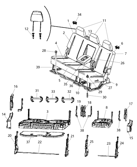 2011 Ram 3500 Pickup Mega Cab - Split Seat Diagram 1 - Thumbnail