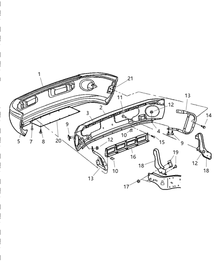 2000 Dodge Ram 2500 Regular Cab Bumper, Front Diagram 2 - Thumbnail