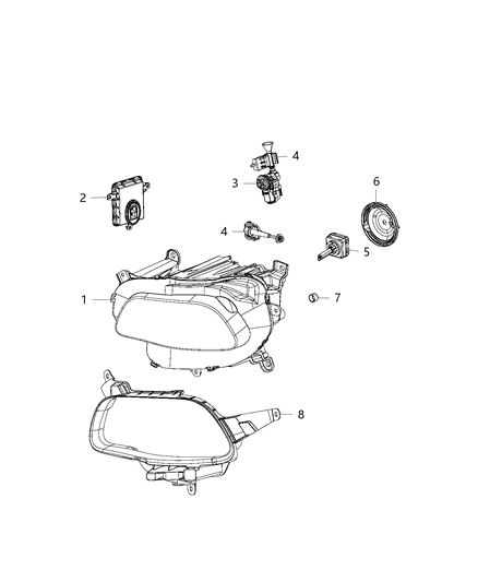 2016 Jeep Cherokee Headlamp Assembly, Front Driver Side Diagram for 68206663AH