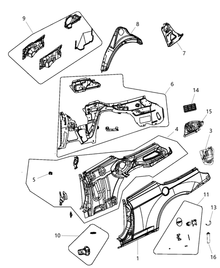 2014 Chrysler 200 Fuel Door, Rear Diagram for 5008741AE