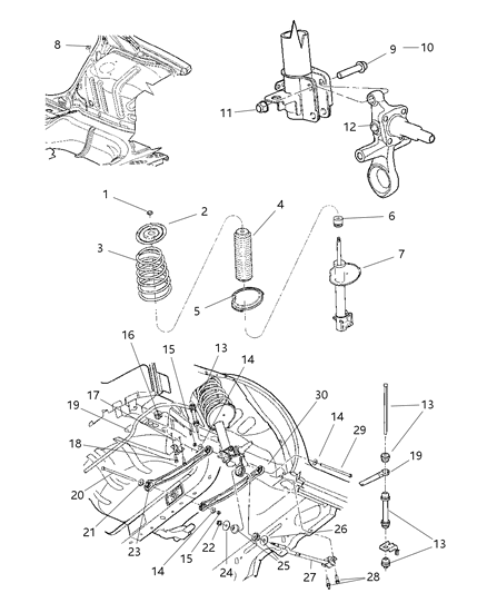 2005 Dodge Neon Knuckle, Rear Diagram for 5272245AB
