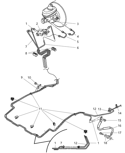 1999 Jeep Wrangler Brake Lines & Hoses, Front Diagram 3 - Thumbnail