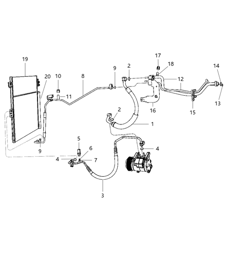 2011 Jeep Grand Cherokee Line A/C Suction Includes: Seals Diagram for 55038050AD