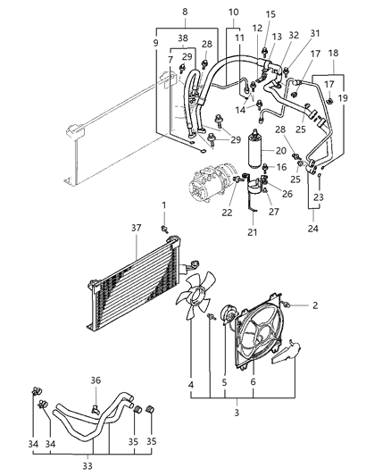 2000 Dodge Avenger Discharge Hose Diagram for MR500406