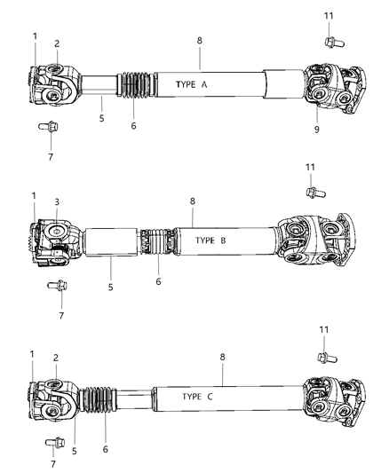 2006 Dodge Ram 3500 Universal Joint Package Diagram for 68004848AB