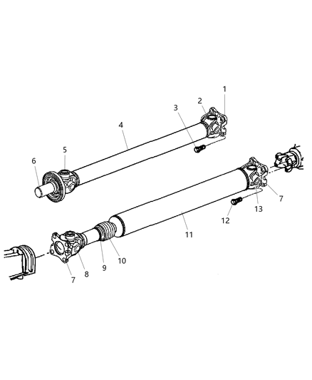2005 Jeep Liberty Shaft Drive Rear 1-Piece Diagram for 52853118AC