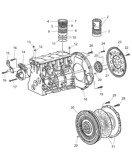 2007 Jeep Liberty Cylinder Block & Hardware Diagram 1 - Thumbnail