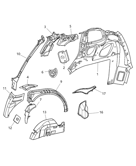 2004 Chrysler PT Cruiser Quarter Panel Diagram 2 - Thumbnail