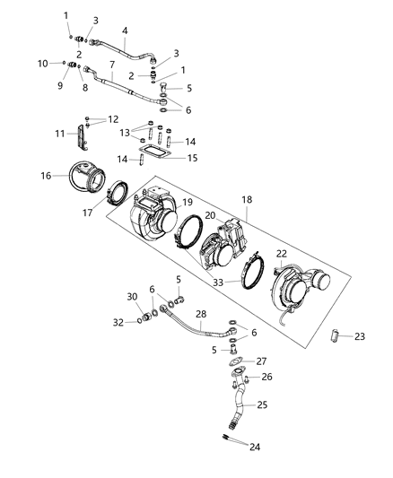 2018 Ram 3500 Turbocharger Gasket Diagram for 68005334AB